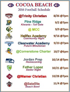 2016 CBHS Football Schedule